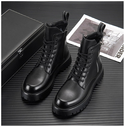 Британски модни мъжки бели ботуши Челси, актуални високи, мъжки, повишаващи височината платформа, къси до средата на прасеца Мотоциклетни ботуши 38-44