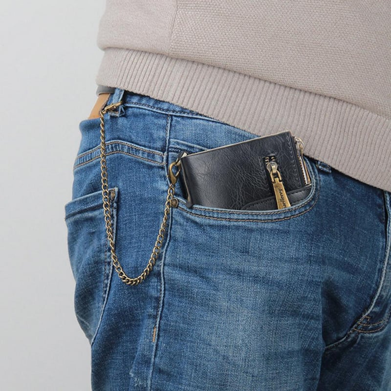 Muški novčanik od umjetne kože s dvostrukim patentnim zatvaračem, retro novčanik s sigurnom kopčom velikog kapaciteta, višestruki modni novčanik za muškarce