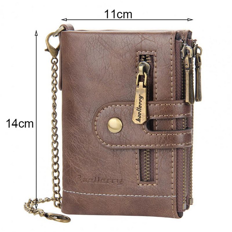 Muški novčanik od umjetne kože s dvostrukim patentnim zatvaračem, retro novčanik s sigurnom kopčom velikog kapaciteta, višestruki modni novčanik za muškarce