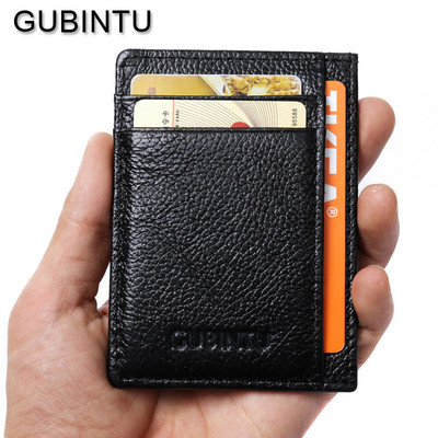 GUBINTU Solid Male Bank Credit Card Wallet Men Soft Card Package Real Cow Leace Coin Pocket Short Portses Slim Cards Cover Case