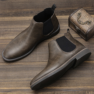 Cizme de modă pentru bărbați Cizme chelsea vintage pentru bărbați Cizme cu gleznă cu vârf rotund Livrare gratuită Dimensiunea 38-46 Cizme pentru bărbați