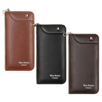 Ανδρικό πορτοφόλι υψηλής ποιότητας Θήκη πιστωτικής κάρτας ανδρικό πορτοφόλι τηλεφώνου Με φερμουάρ μεγάλης χωρητικότητας Δερμάτινη τσάντα συμπλέκτη PU για άνδρες