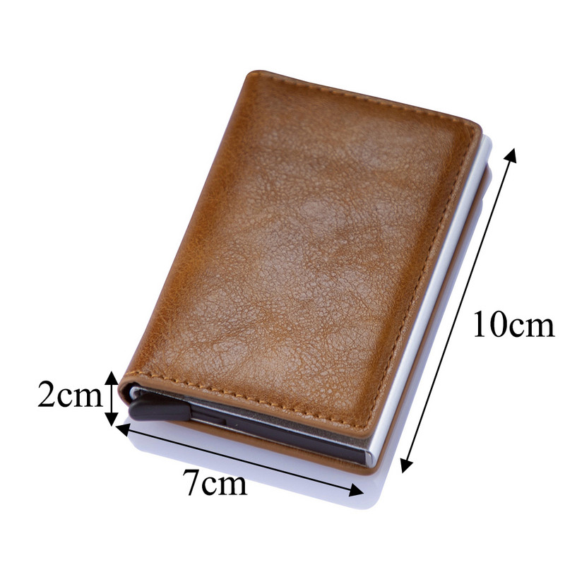 Karštai parduoti vyriška aliuminio kortelių piniginė Rfid aukštos kokybės PU odinė piniginė Minimalus verslo iššokantis kortelių laikiklis piniginė