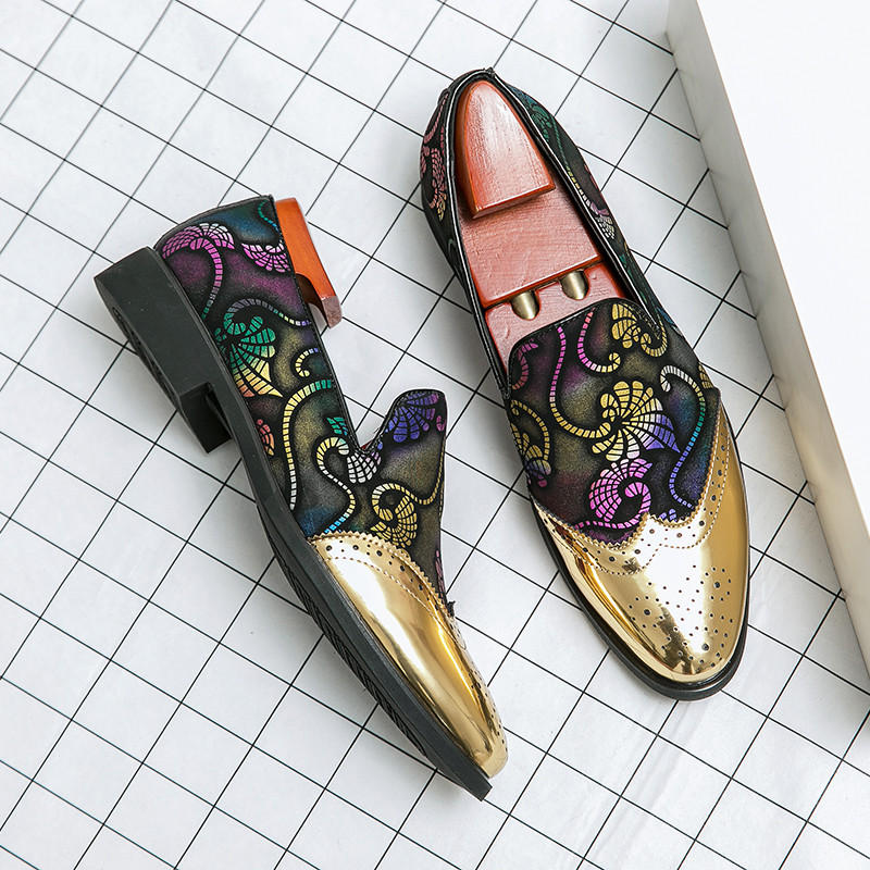 Bărbați noi pantofi din piele de rochie pentru bărbați pantofi clasici pentru bărbați pantofi de bal de nuntă pentru bal de absolvire aurului britanic albastru, oxford cu model național