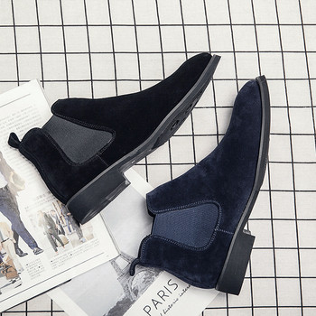 Chelsea Boots Ανδρικά Μπλε Faux Suede Κλασική Μόδα Business Casual Ανδρικά κοντά μποτάκια Ankle Zapatos De Seguridad Hombre