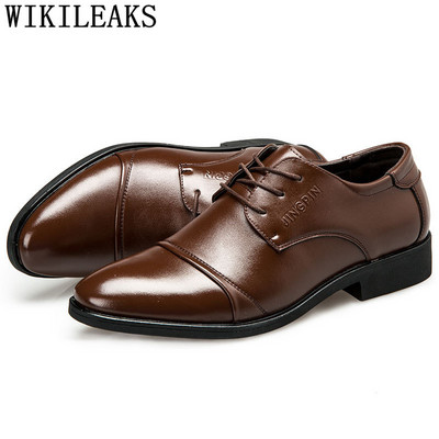 Oficialūs vyriški batai Oxford Itališki vyriški odiniai batai Gamintojas Coiffeur Oficialūs batai Vyriški klasikiniai didelio dydžio ruda suknelė Buty Meskie