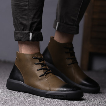 QFFAZ Chelsea Boots Ανδρικά Παπούτσια Ανδρικά Δερμάτινα Παπούτσια Ankle Cowboy Αδιάβροχα παπούτσια Άνδρας Μοτοσικλέτα Casual Boot Ανδρικά υποδήματα