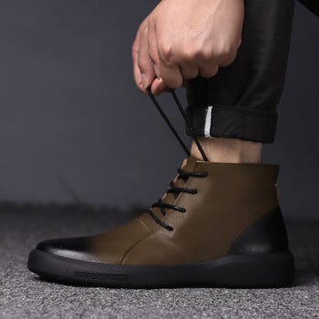 QFFAZ Chelsea Boots Ανδρικά Παπούτσια Ανδρικά Δερμάτινα Παπούτσια Ankle Cowboy Αδιάβροχα παπούτσια Άνδρας Μοτοσικλέτα Casual Boot Ανδρικά υποδήματα