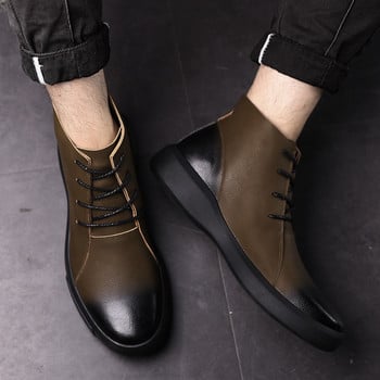 QFFAZ Chelsea Boots Ανδρικά Παπούτσια Ανδρικά Δερμάτινα Παπούτσια Ankle Cowboy Αδιάβροχα παπούτσια Άνδρας Μοτοσικλέτα Casual Boot Ανδρικά υποδήματα