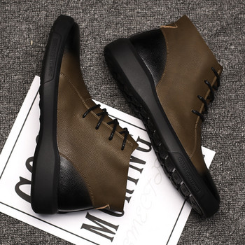 QFFAZ Chelsea Boots Ανδρικά Παπούτσια Ανδρικά Δερμάτινα Παπούτσια Ankle Cowboy Αδιάβροχα παπούτσια Άνδρας Μοτοσικλέτα Casual Boot Ανδρικά υποδήματα