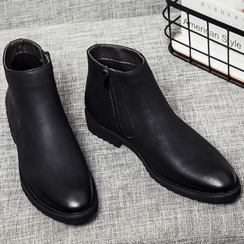 Μόδα Chelsea Boots Ανδρικά μαλακά δερμάτινα μποτάκια βρετανικού στυλ Ανδρικές μπότες μάρκας Μαύρο A235