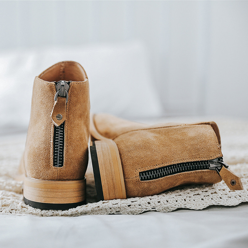Yomior muške cipele England Trend Ležerne gležnjače Zip koža Muška vjenčanica Chelsea čizme Ravne cipele Zapatillas Hombre