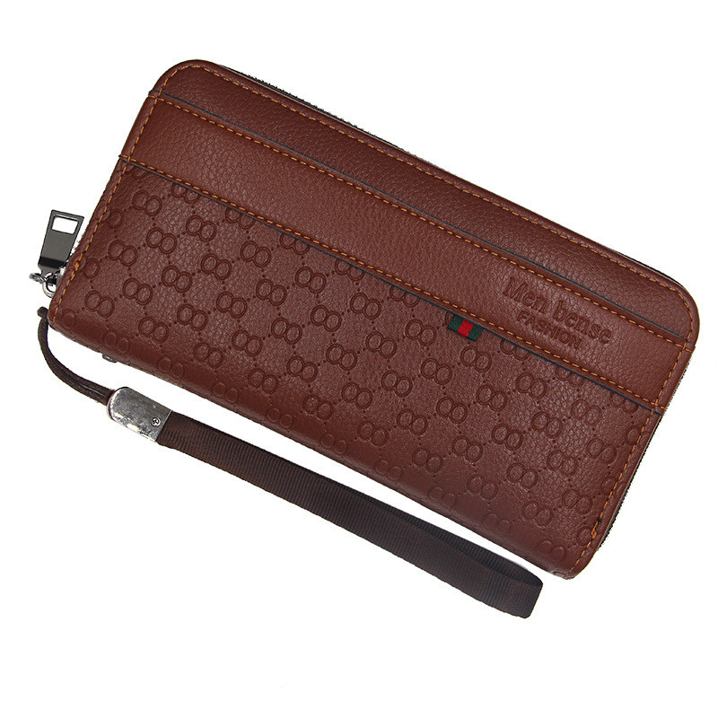 Novi muški novčanik dugi crni Novi muški novčanici dugi modni kopča s reljefnom magnetskom trostrukom torbicom s više kartica Poslovni muški novčanik