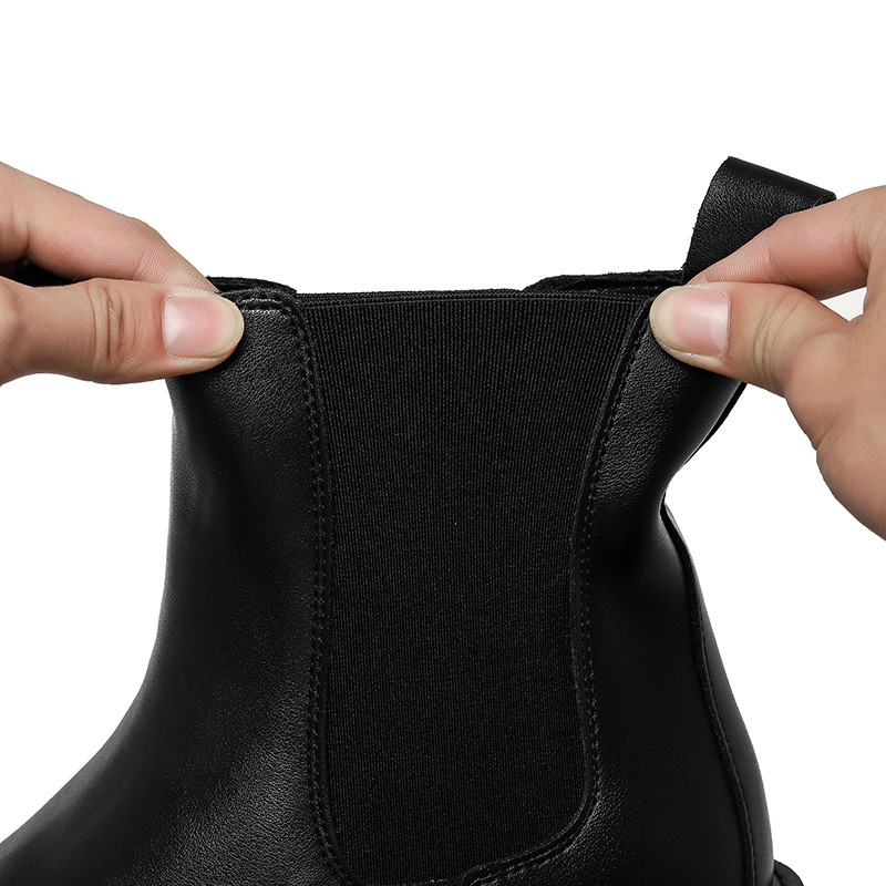 Zimske Chelsea čizme s platformom Muške gležnjače British Style Fashion Botas Chelsea Hombre crno-bijele plišane kože od mikrofibre