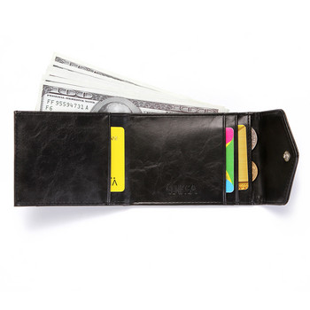 CUIKCA Моден RFID портфейл Дамски мъжки мини ултратънък кожен портфейл Тънък портфейл Монети Портмоне Кредитни документи за самоличност и държачи на карти Калъфи за карти