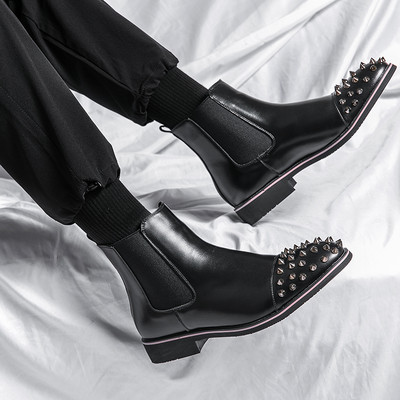 Nove muške Chelsea čizme s crvenim potplatom, s zakovicama s četvrtastim prstima, poslovne muške kratke čizme, besplatna dostava Botas De Hombre muške čizme