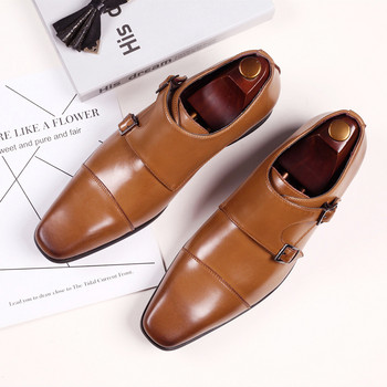 Обувки Мокасини Мъжки двойни мокасини с каишка Елегантни италиански маркови обувки Pria Sepatu Голям размер
