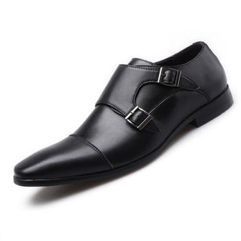 Обувки Мокасини Мъжки двойни мокасини с каишка Елегантни италиански маркови обувки Pria Sepatu Голям размер