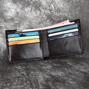 Λεπτό ανδρικό πορτοφόλι από δέρμα Bifold μινιμαλιστικό ανδρικό πορτοφόλι