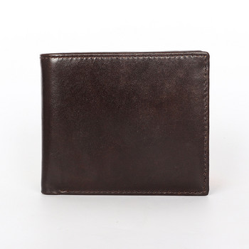 Тънък портфейл от кожа за мъже Двукратен минималистичен портфейл за мъже