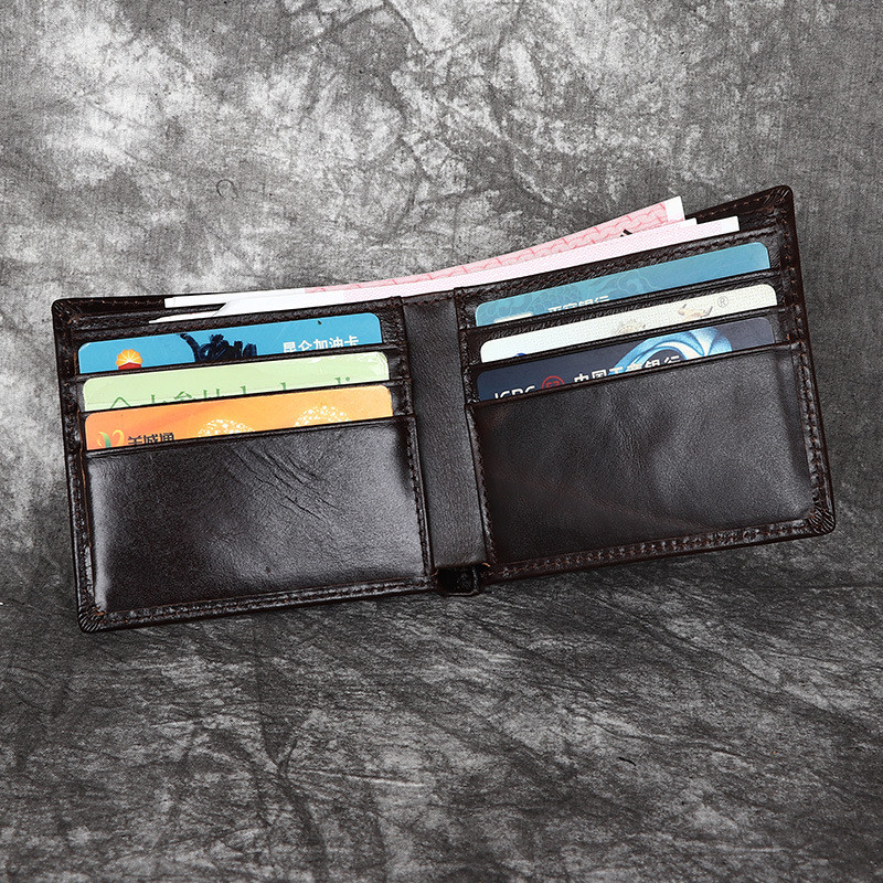 Portofel subțire din piele bărbați Portofel minimalist dublu pentru bărbați