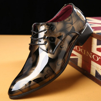Лачени обувки Оксфорд за мъже Обувки за рокля Мъжки официални обувки С остри пръсти Бизнес сватбени обувки Големи размери Обувки за рокля