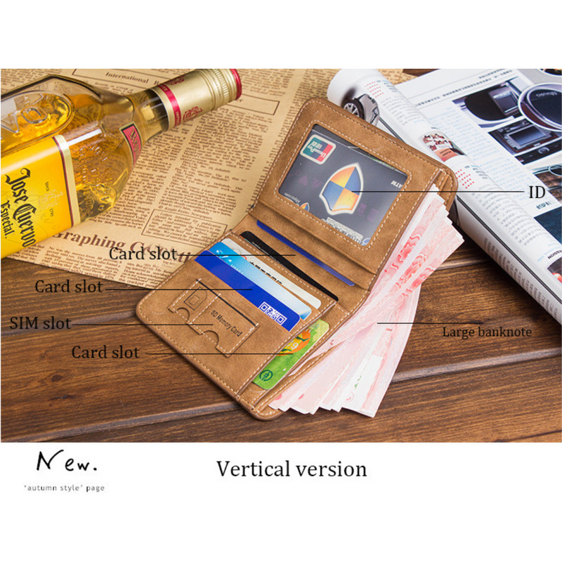 Muški sklopivi kožni novčanik Držač kreditne kartice Modni ležerni kožni novčanik Trendy novčanik Držači kartica/ID-a Muški novčanik