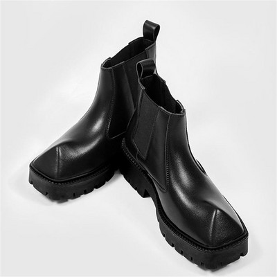 Gležnjače od kože za muškarce Modne Chelsea čizme s platformom Muške cipele s prstima od nosoroga Ležerne cipele Muška obuća