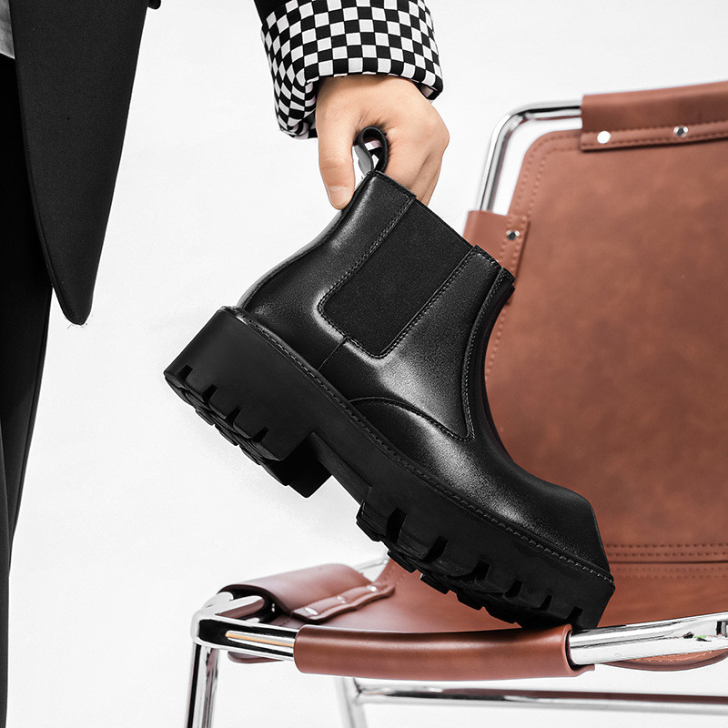 Gležnjače od kože za muškarce Modne Chelsea čizme s platformom Muške cipele s prstima od nosoroga Ležerne cipele Muška obuća