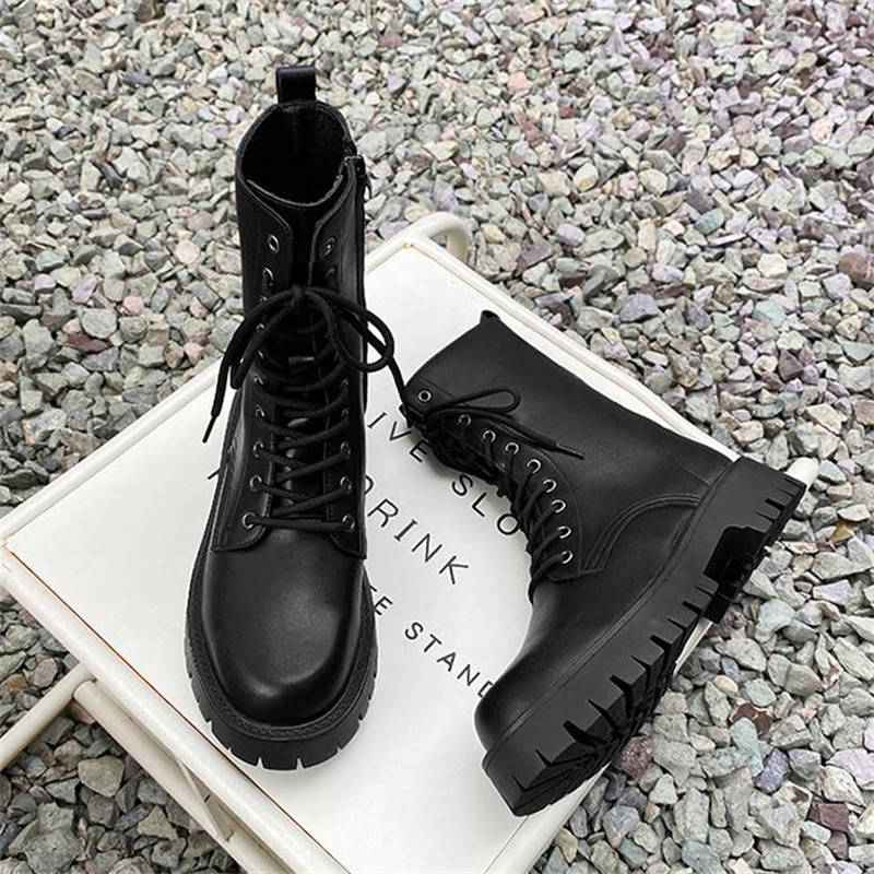 Muške motociklističke čizme do sredine listova Punk modne muške čizme s platformom na vezanje i bočnim patentnim zatvaračem Modna ulična odjeća Botas Zapatos