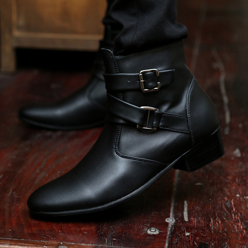 Luksuzne kožne Chelsea čizme, muške dizajnerske bijele svečane čizme, muške, ležerne, svečane cipele s visokim vrhom i kopčom, muške motociklističke čizme