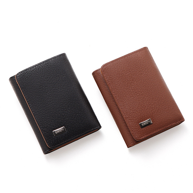 Novi uzorak muškog novčanika PU kožne protuprovalne torbe s karticama s trostrukim preklopom Muška višenamjenska novčanik s kopčom