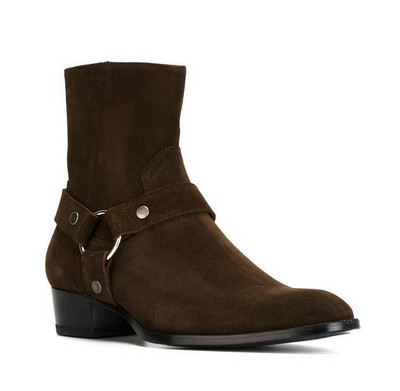 OKHOTCN Cizme chelsea pentru bărbați de epocă, din din piele intoarsa, stil roma, cizme pentru barbati, cu fermoar, pantofi casual cu catarama pentru barbati Sapato Botas