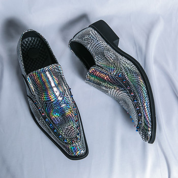 Мъжки официални обувки Луксозна марка Висококачествени обувки Челси с остри пръсти за мъже Двойки Блестящи кожени парти обувки Zapatos De Vestir