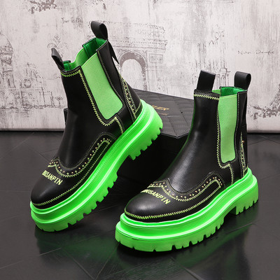 2023 m. rudens nauji siuvinėjimai „Chelsea“ vyriški batai, juodi žali, platforminiai batai, madingi batai ant kulkšnies, žieminiai vyriški batai