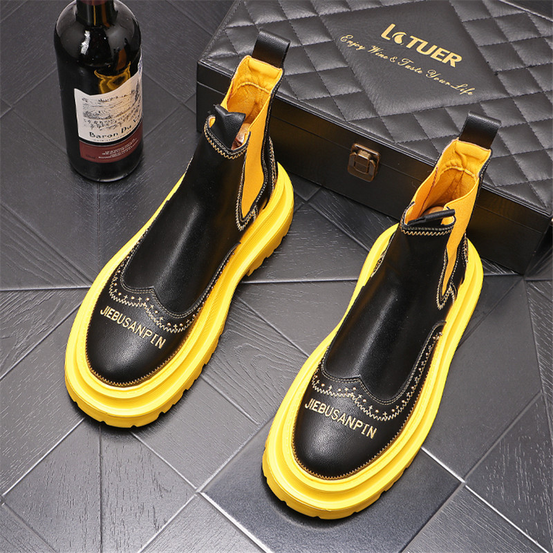 2023 m. rudens nauji siuvinėjimai „Chelsea“ vyriški batai, juodi žali, platforminiai batai, madingi batai ant kulkšnies, žieminiai vyriški batai