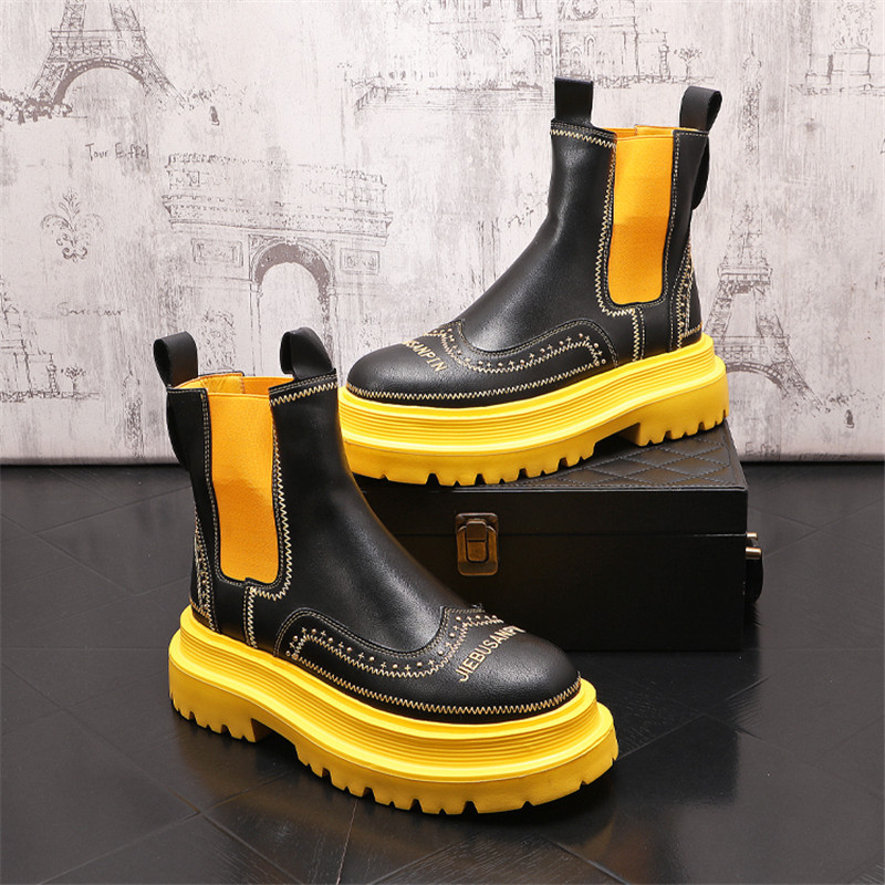 2023 m. rudens nauji siuvinėjimai „Chelsea“ vyriški batai, juodi žali, platforminiai batai, madingi batai ant kulkšnies, žieminiai vyriški batai