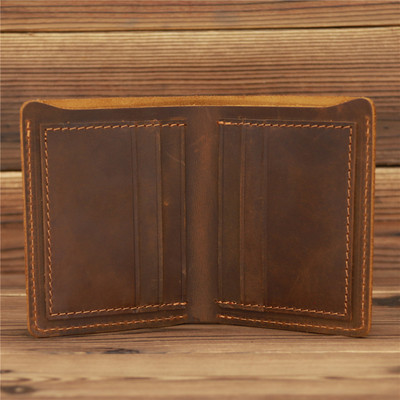 Pravi Crazy Horse kožni muški kratki novčanik Vintage muška mala torbica Luksuzni brend Dizajnerski muški novčanici s držačima kreditnih kartica