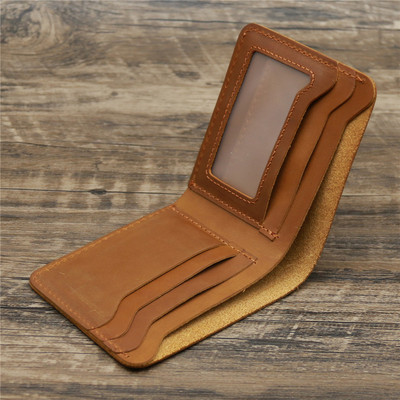 Pravi Crazy Horse kožni muški kratki novčanik Vintage muška mala torbica Luksuzni brend Dizajnerski muški novčanici s držačima kreditnih kartica