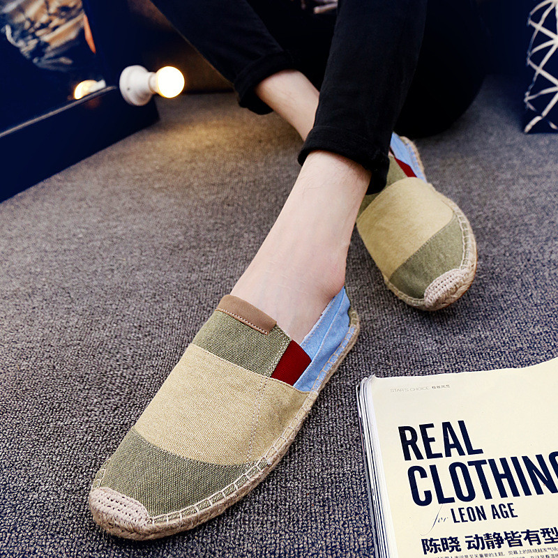 Καλοκαιρινές ανδρικές εσπαντρίγιες Λινά παπούτσια Loafers Κορέα Επίπεδη βάρκα Παπούτσια Ανδρικά παπούτσια μαύρα καμβά παπούτσια Ψαράς LF-31