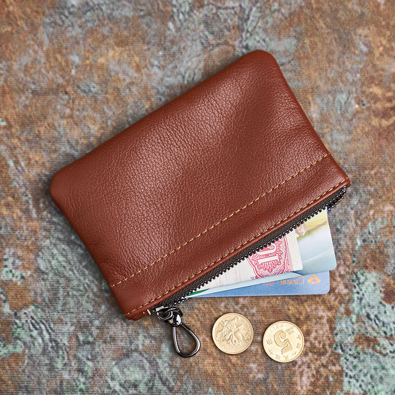 NASVA muška torbica za novčiće od kože, retro torbica za kartice od kože, ručno rađena torbica s patentnim zatvaračem, ženski novčanik, torbica za ključeve, torbica za ključeve automobila