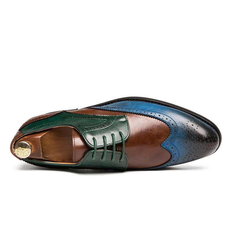 Didelis dydis 38-47 Vyriški Oksfordo odiniai batai Britanijos žalsvai mėlyni batai Rankų darbo Patogi oficiali suknelė Vyriška plokščia suvarstoma Bullock