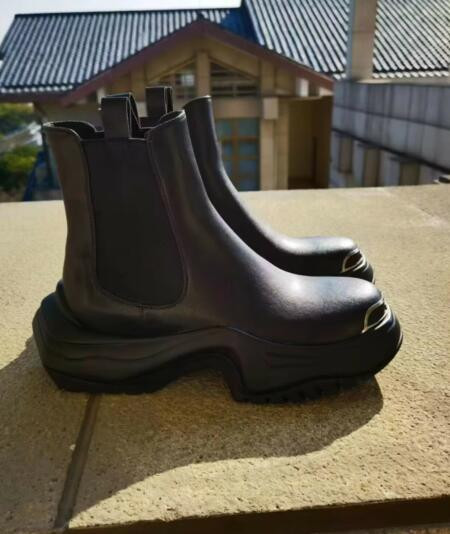  muške metalne okrugle prste, rock punk visoke kratke Chelsea čizme, muške crne čizme s platformom od  kože