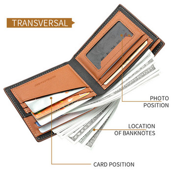 Нов мъжки къс портфейл от PU кожа, класически ретро държачи за кредитни карти за пари за мъжки портмонета, моден луксозен солиден портфейл, чанта за пари