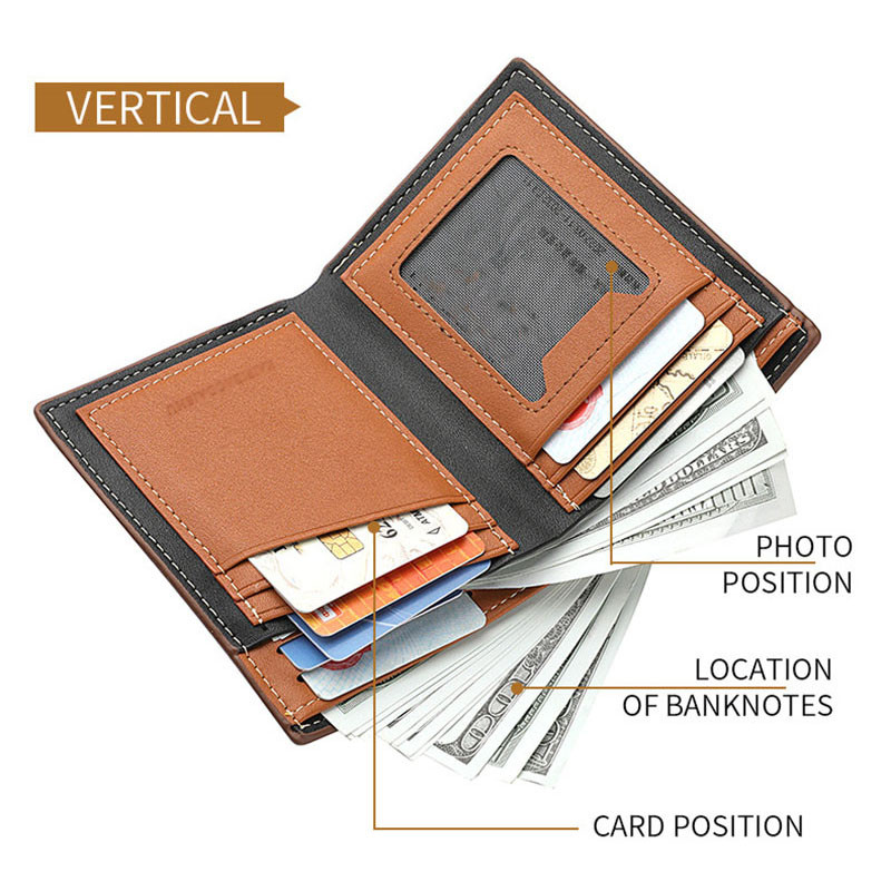 Novi muški kratki novčanik od PU kože, klasični vintage držači kreditnih kartica za novac za muške torbice, modni luksuzni čvrsti novčanik, torba za novac