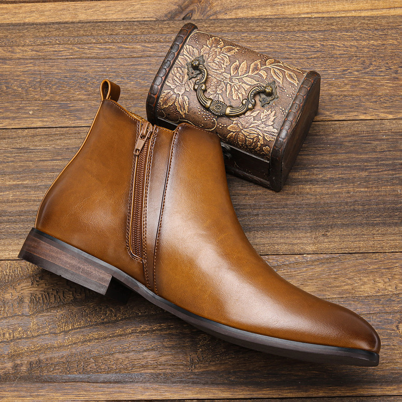 Ghete Chelsea maro noi pentru bărbați, negru, microfibră, glezne, vârf rotund, cu fermoar, pentru afaceri, cu transport gratuit, mărime mare 39-50