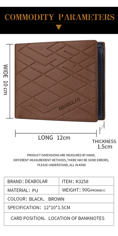 Noul portofel din piele cu dungi simple în relief, cu trei ori, din piele, cu sloturi multiple pentru carduri, portofel pentru monede.