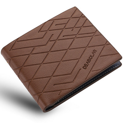 Noul portofel din piele cu dungi simple în relief, cu trei ori, din piele, cu sloturi multiple pentru carduri, portofel pentru monede.