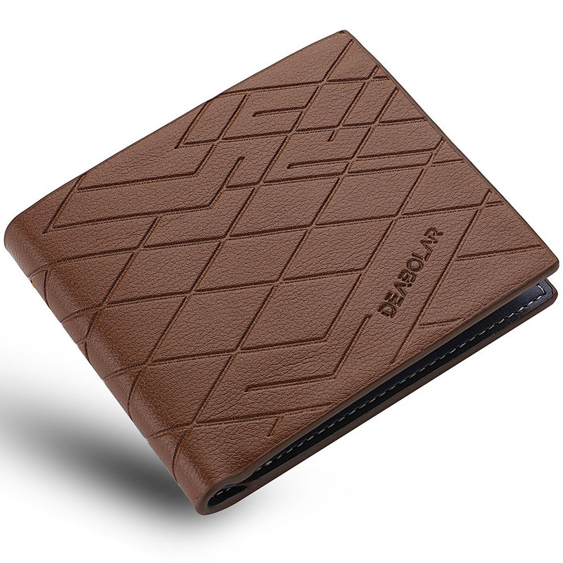 Noul portofel din piele cu dungi simple în relief, cu trei ori, din piele, cu sloturi multiple pentru carduri, portofel pentru monede.