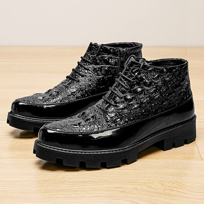 Gležnjače od kože Muške debele potplate Udobne poslovne svečane cipele Vintage Ležerne muške Chelsea kratke čizme Botas Hombre